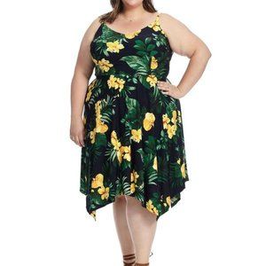 Matte Jersey Tank Dress In Tropical Print